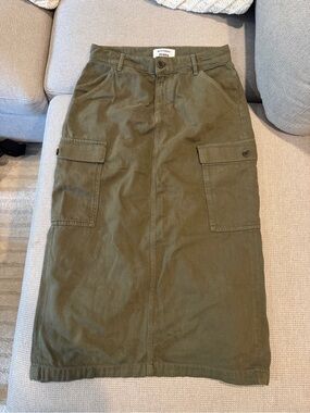 Reformation Olive Green Cargo Midi Skirt